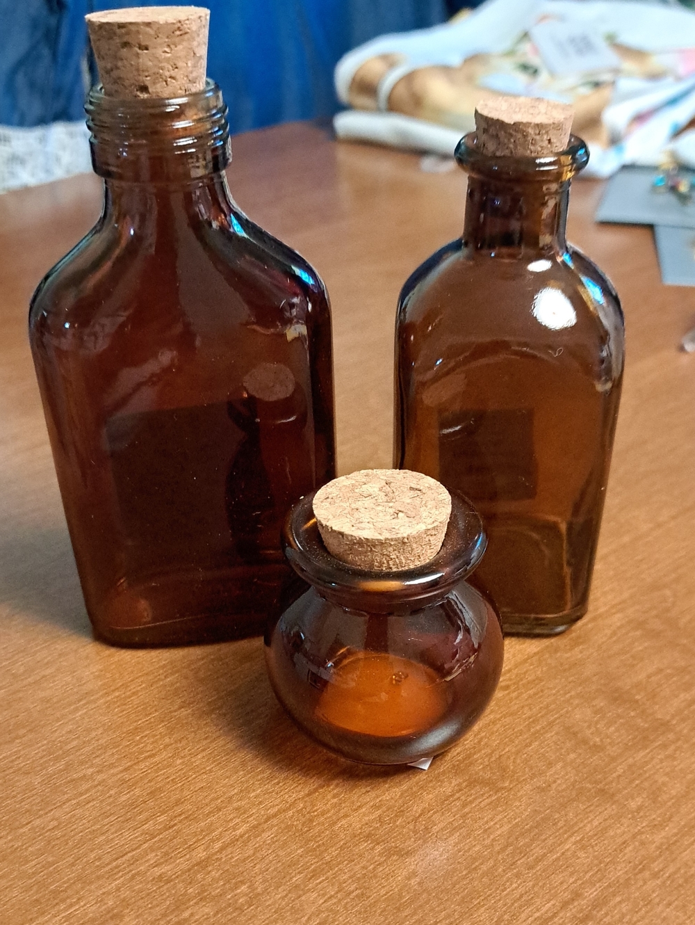 Hobby Lobby Amber Glass Apothecary Bottles with Cork Stoppers